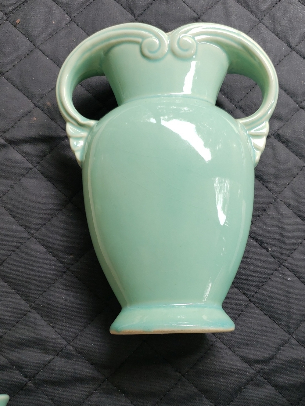 Seafoam Green Ceramic Double-Handled Vase - MCM